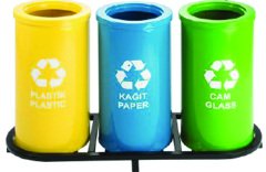 STELTEK GD 4448 - 3 GERİ DÖNÜŞÜM ÇÖP KOVASI SETİ