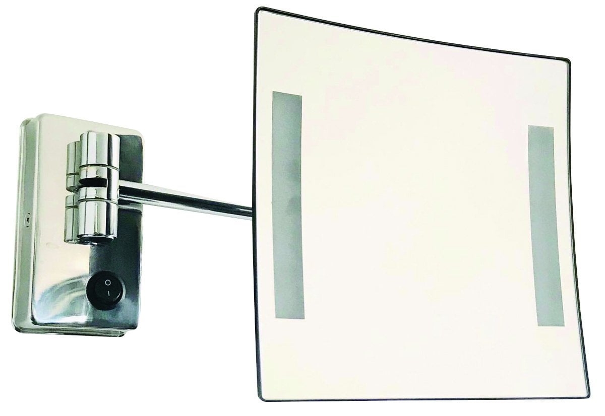 STELTEK  A 0015 Işıklı Çift Mafsallı Krom Kaplama ABS Makyaj Aynası