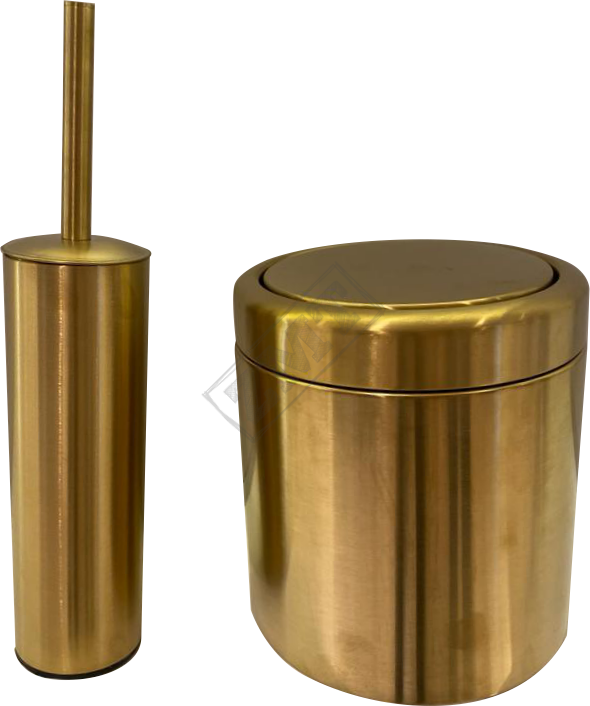 Steltek Gold Set Klozet fırçası ve Çöp Kovası