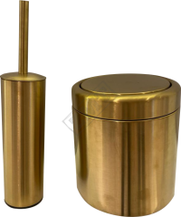 Steltek Gold Set Klozet fırçası ve Çöp Kovası